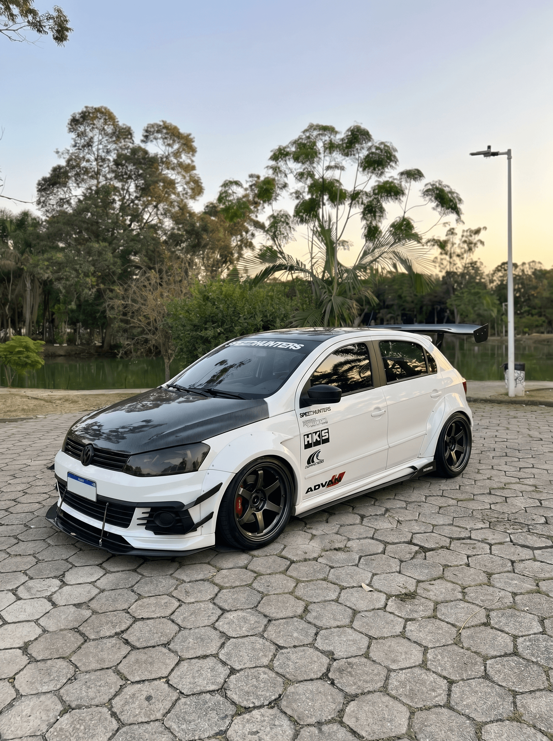 Widebody VW Gol hatch with carbon hood and rear wing